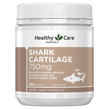 Sụn Cá Mập Úc Bổ Xương Khớp Shark Cartilage Hãng Healthy Care 750mg – Hộp 200 Viên 