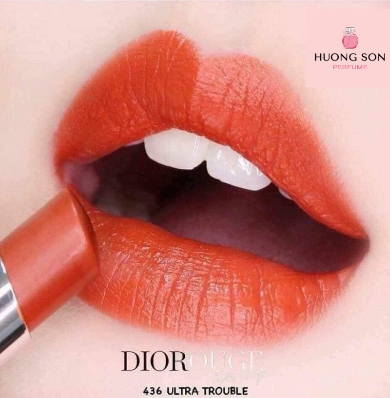 Son Dior 436 Ultra Trouble - Ultra Rouge Vỏ Đỏ Màu Cam cháy